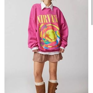 Urban Outfitters Nirvana Smile Overdyed Crew Neck Sweatshirt